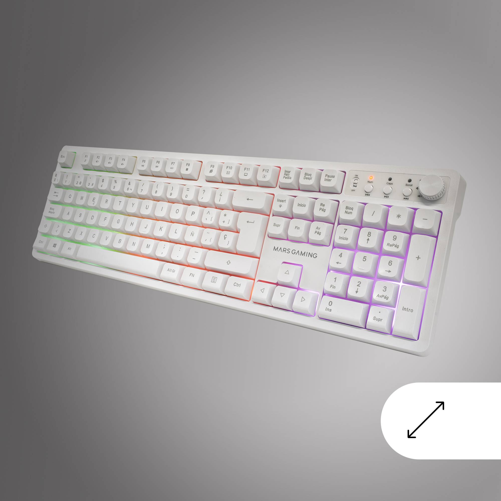 Combo Gaming 3-em-1 Mars Gaming MCPWX RGB Teclado + Rato + Tapete Branco - Imagem 6