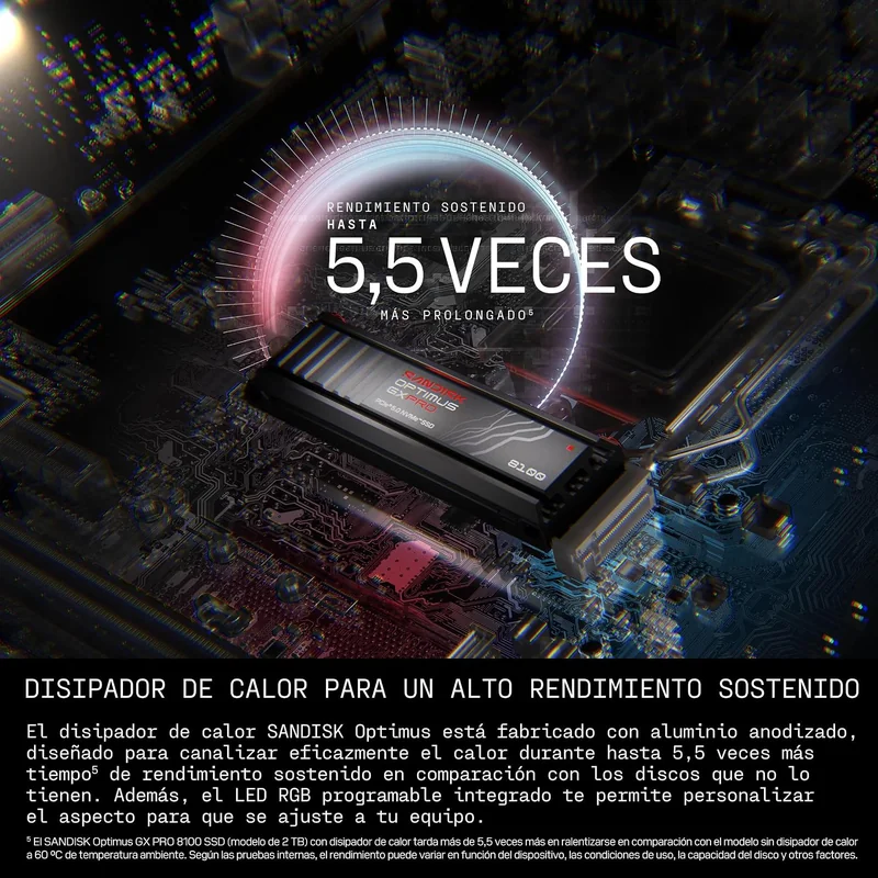 SSD SanDisk Optimus GX PRO 8100 1TB PCIe 5.0 NVMe com Dissipador de Calor - Imagem 5
