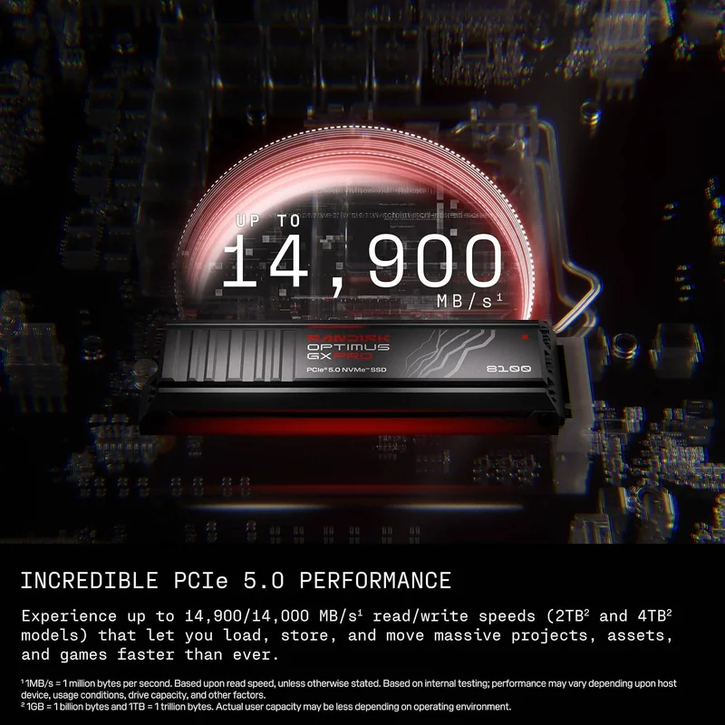 SSD Interno SANDISK Optimus GX PRO 8100 4TB PCIe 5.0 NVMe com Dissipador de Calor - Imagem 3