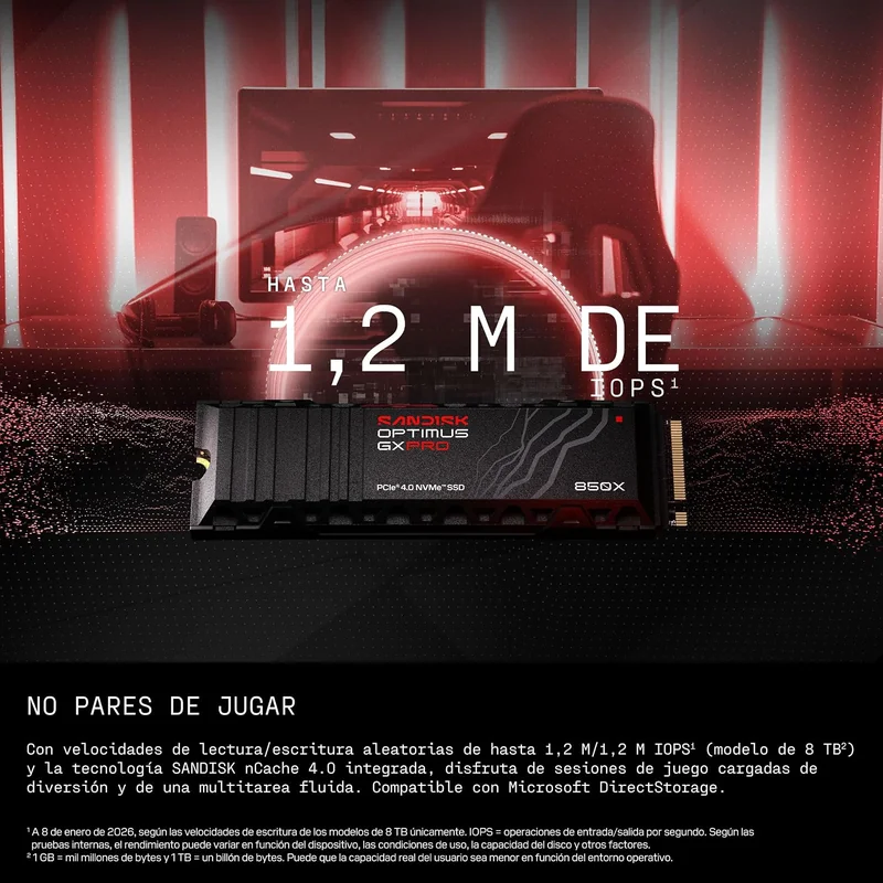 SSD SanDisk Optimus GX PRO 850X 4TB M.2 NVMe PCIe 4.0 com Dissipador de Calor - Imagem 2