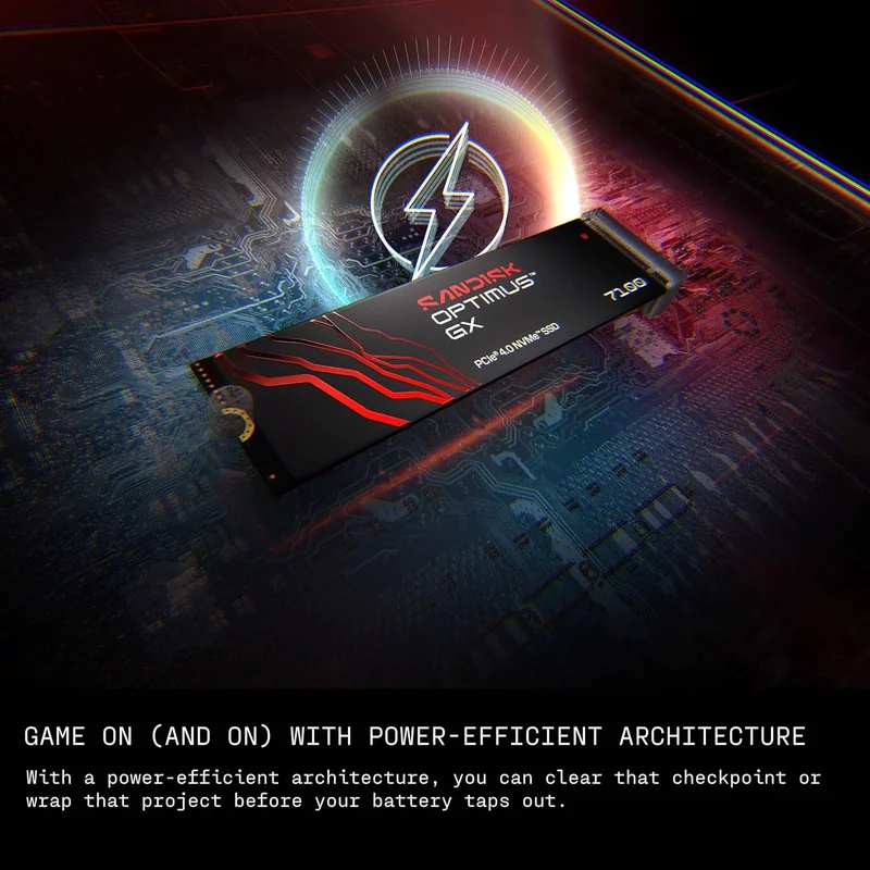 SSD SanDisk Optimus GX 7100 1TB M.2 2280 NVMe PCIe 4.0 x4 Leitura 7250MB/s Escrita 6900MB/s - Imagem 4