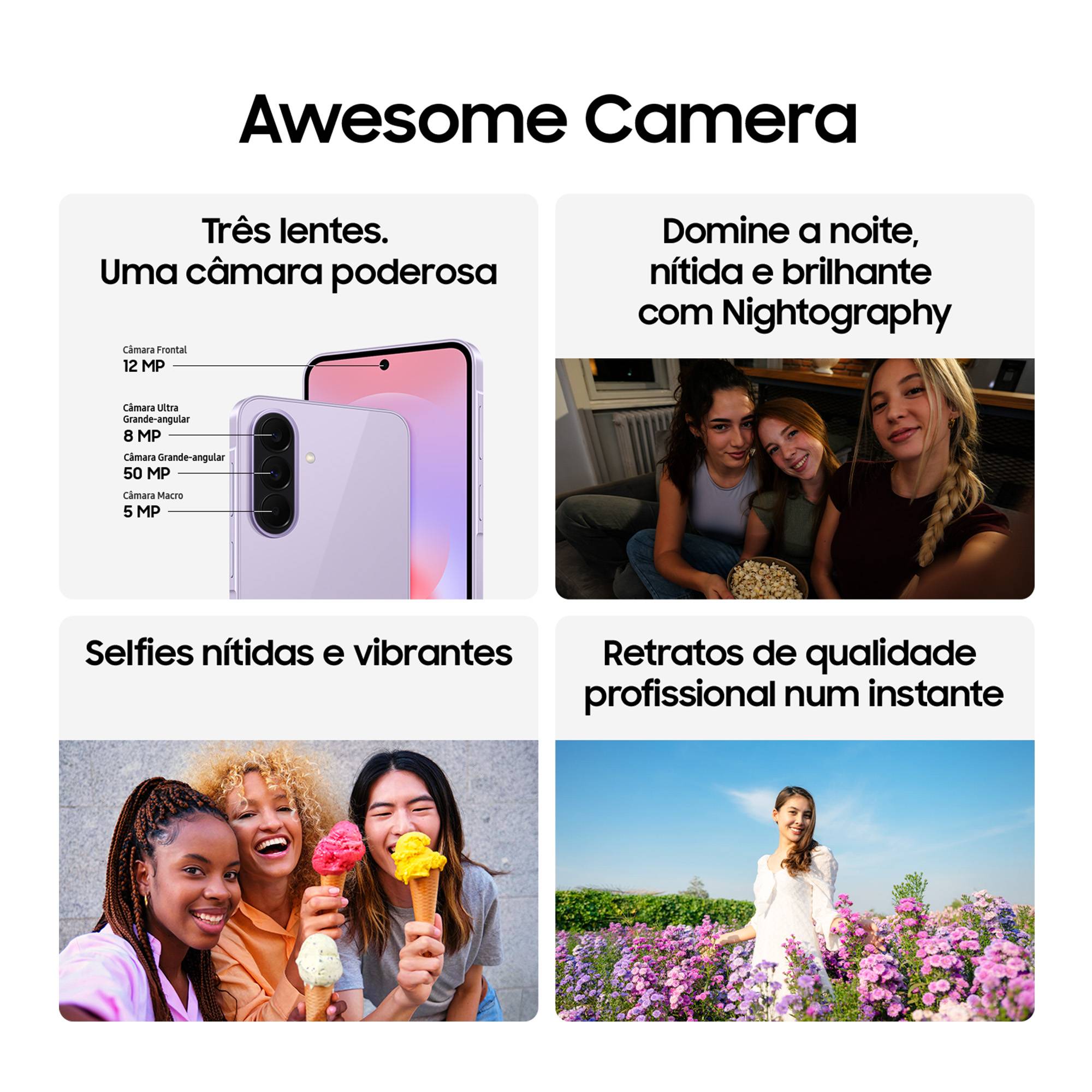 Smartphone Samsung Galaxy A37 5G 6.7" FHD+ 8GB 256GB Processador Exynos 1480 Bateria 5000mAh Dual SIM eSIM Verde Escuro - Imagem 3