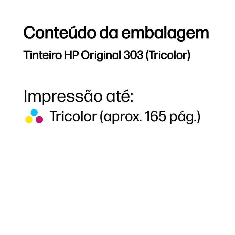 Tinteiro HP 303 Tricolor Original 4ml para ENVY Photo 7134 e Pavilion 7230p 7930 7931 7934 - Imagem 3