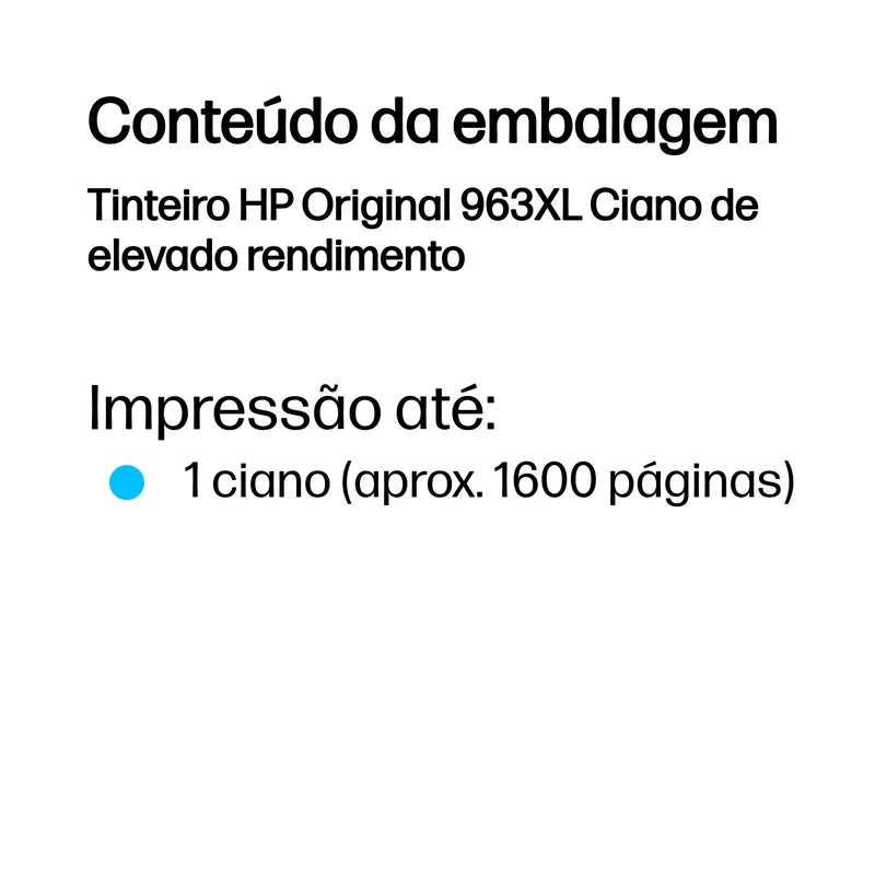 Tinteiro HP 963XL Original Ciano de Alta Capacidade (XL) - Imagem 3