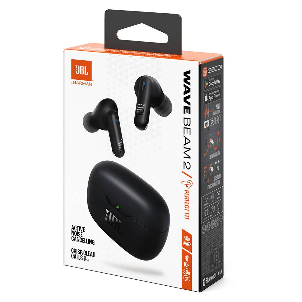 Auscultadores Bluetooth True Wireless JBL Wave Beam 2 com Cancelamento de Ruído Ativo e Microfone Preto - Imagem 7