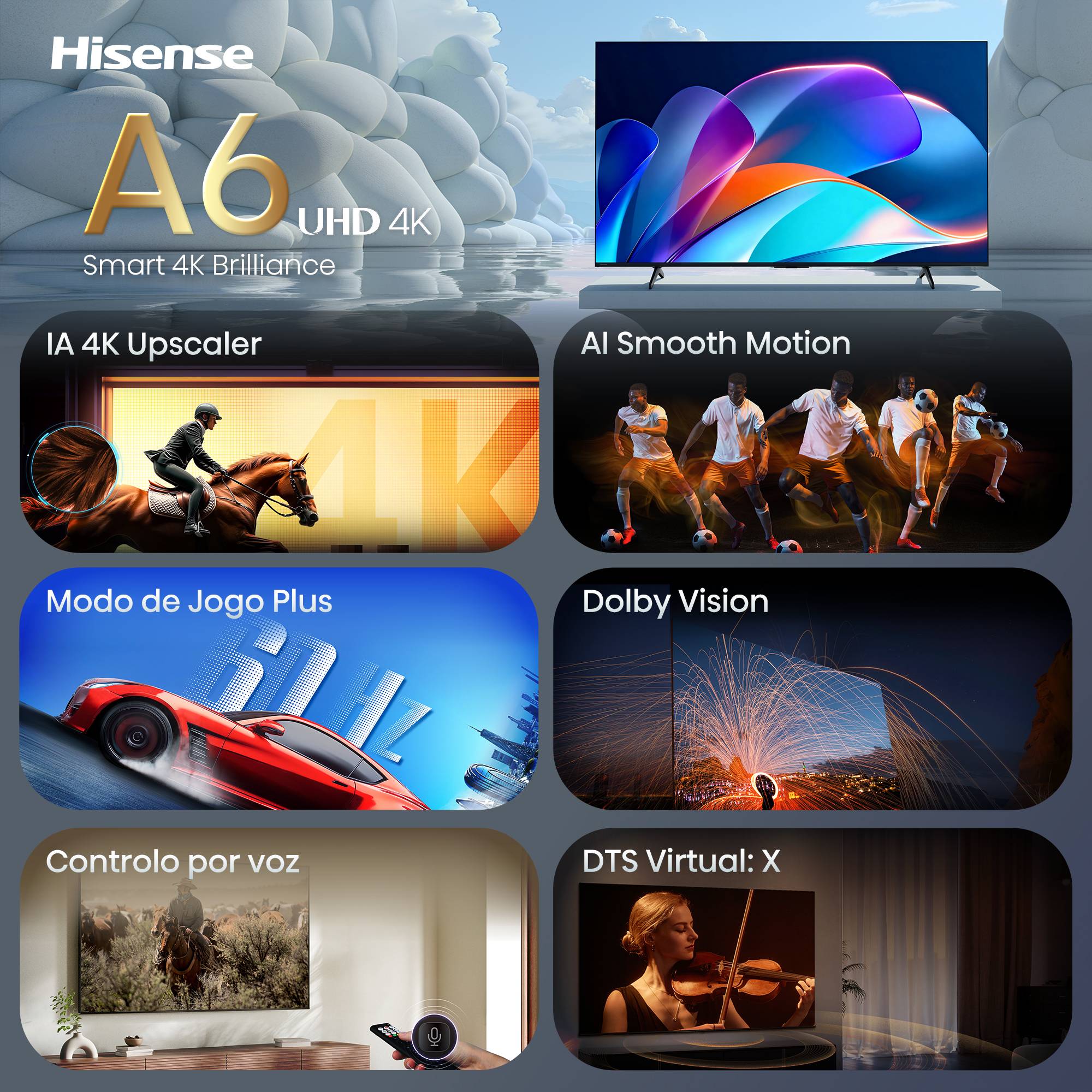 Smart TV Hisense 65A6S 65" 4K UHD HDR Direct LED VIDAA 60Hz Preto - Imagem 3