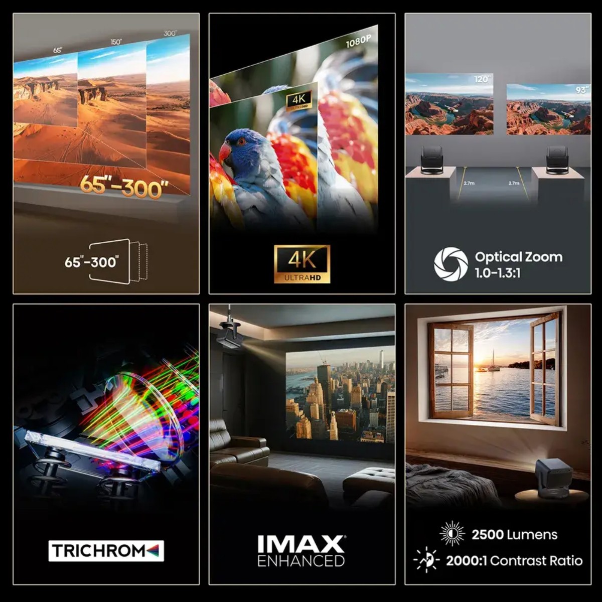 HISENSE C3 LASER UHD 4K 2.5K Lúmens 65INCH-300INCH Mini ProjeCtor - Imagem 3