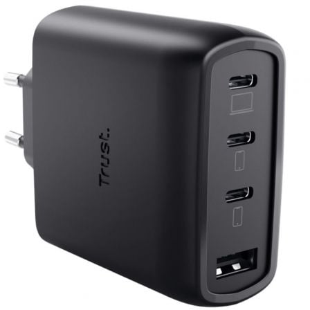 Carregador de Parede Trust Maxo GaN 65W 4 Portas 3x USB-C + 1x USB-A com Cabo Incluído Preto - Imagem 2