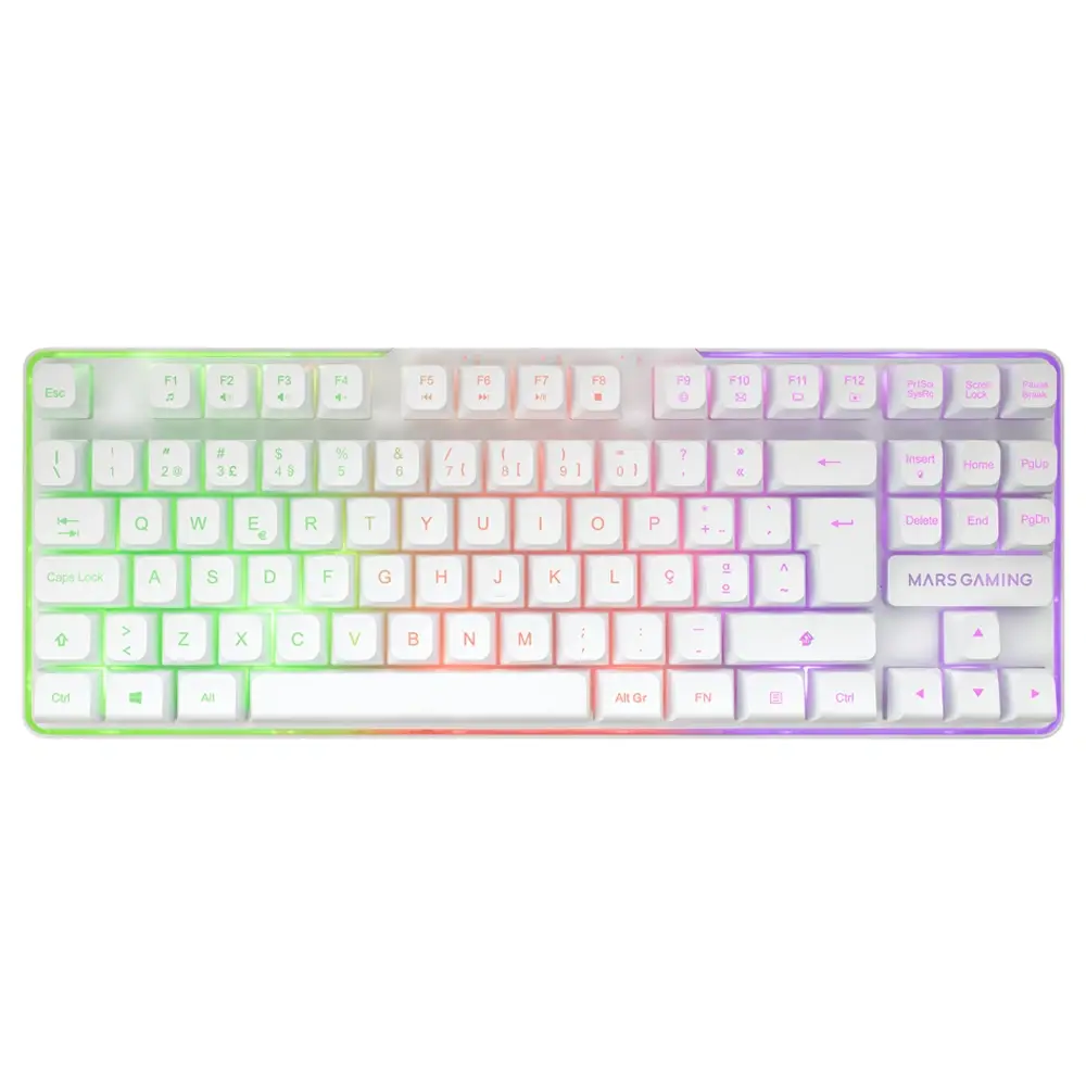 Combo Gaming 3-em-1 Mars Gaming MCPWTKL Teclado TKL Wireless Rato e Tapete Layout PT Branco - Imagem 3