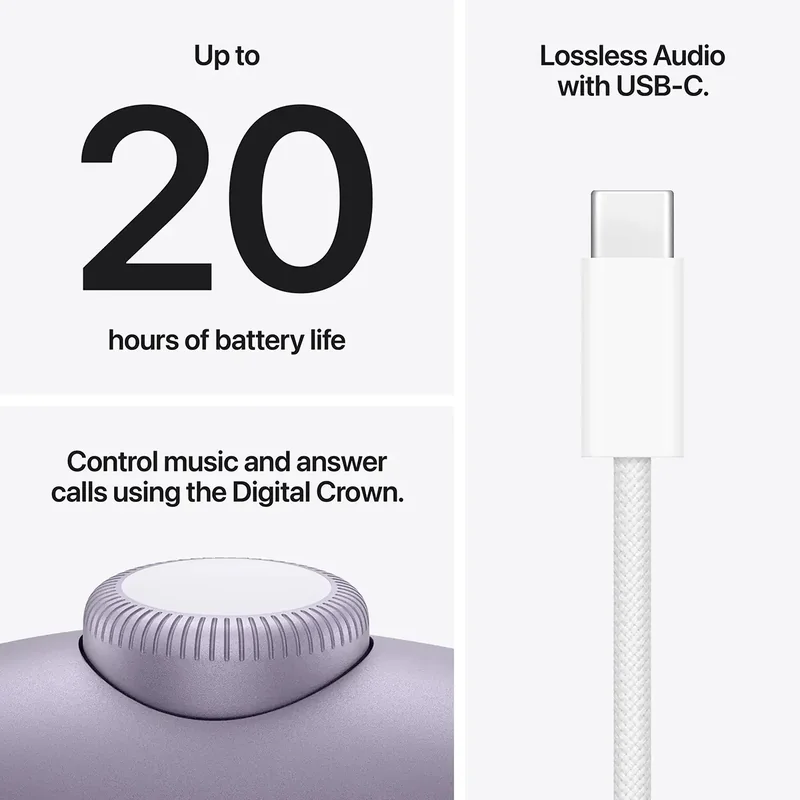 Auscultadores Bluetooth Apple AirPods Max 2 USB-C Cancelamento de Ruído Ativo Púrpura - Imagem 7