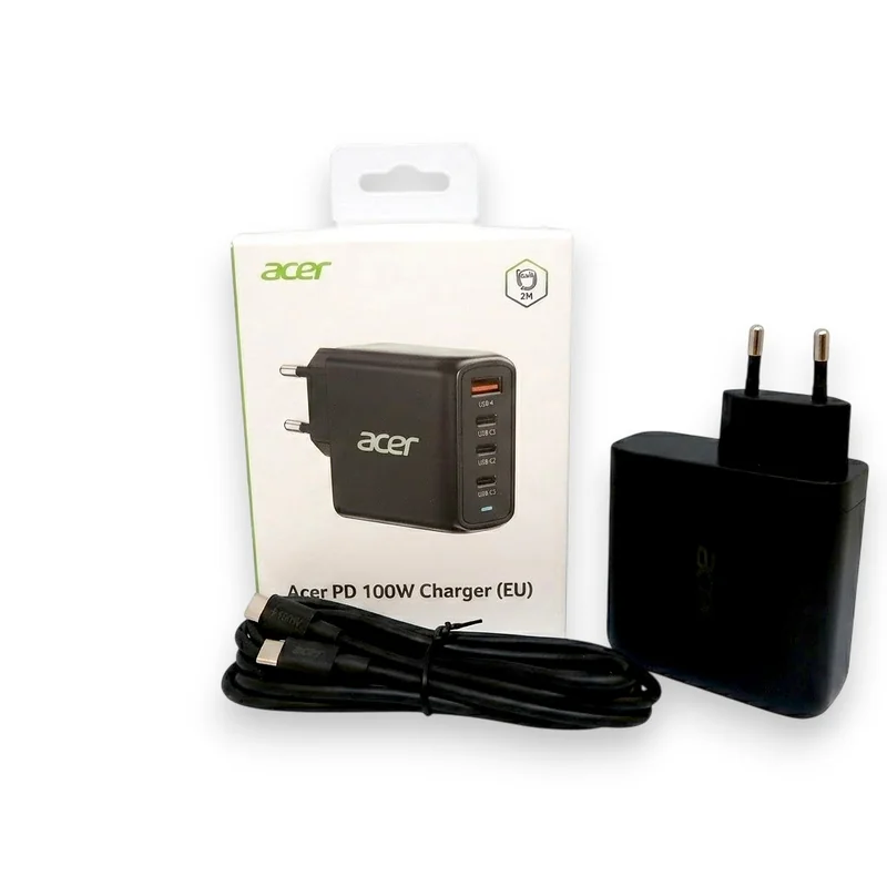 Carregador Acer 100W PD GaN 3x USB-C 1x USB-A com Cabo USB-C 100W Preto - Imagem 5