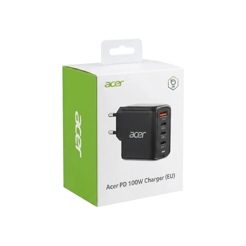 Carregador Acer 100W PD GaN 3x USB-C 1x USB-A com Cabo USB-C 100W Preto - Imagem 4