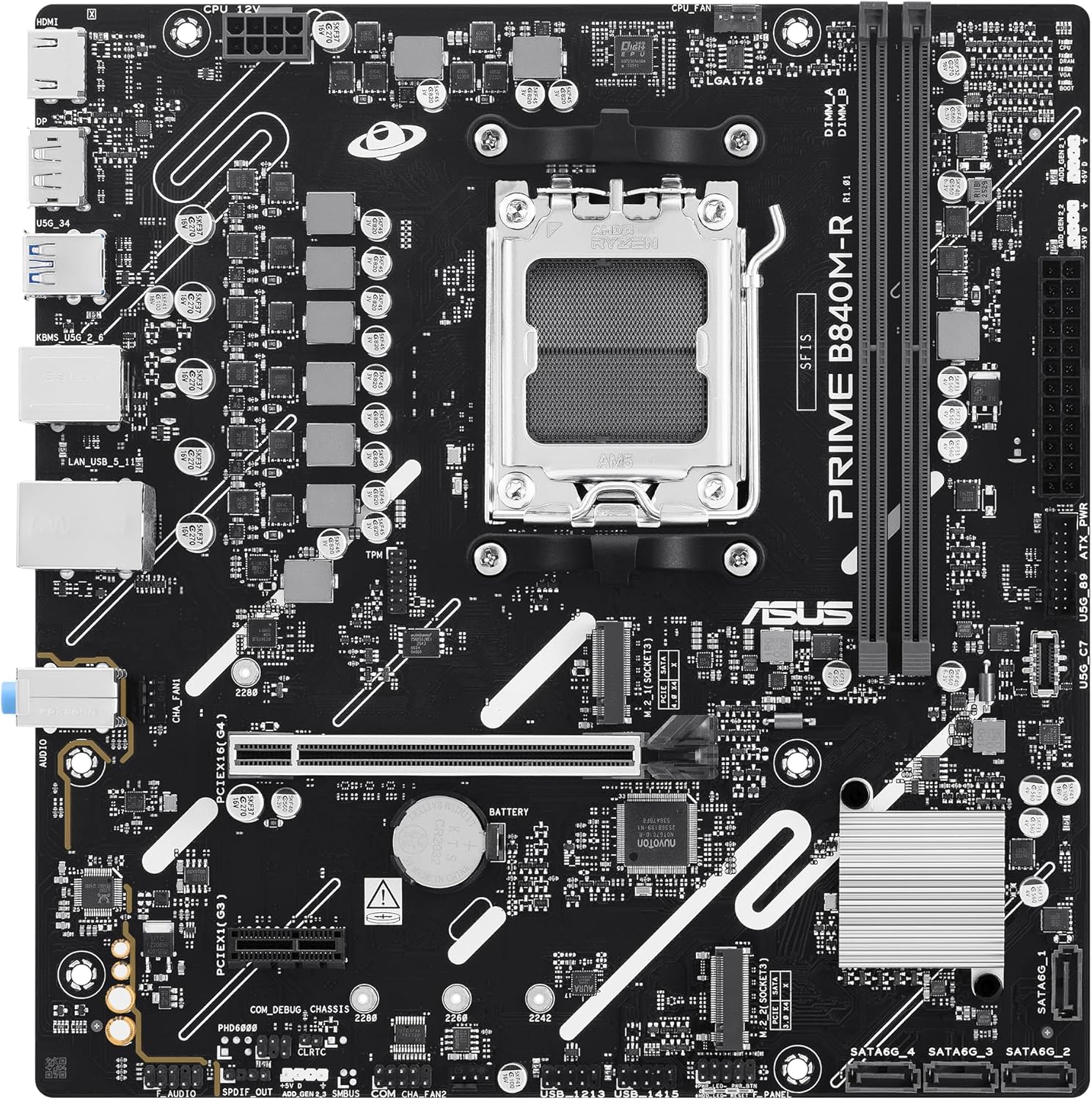 Motherboard ASUS B840 AMD mATX DDR5 HDMI DisplayPort PCIe 4.0 2x M.2 - Imagem 2