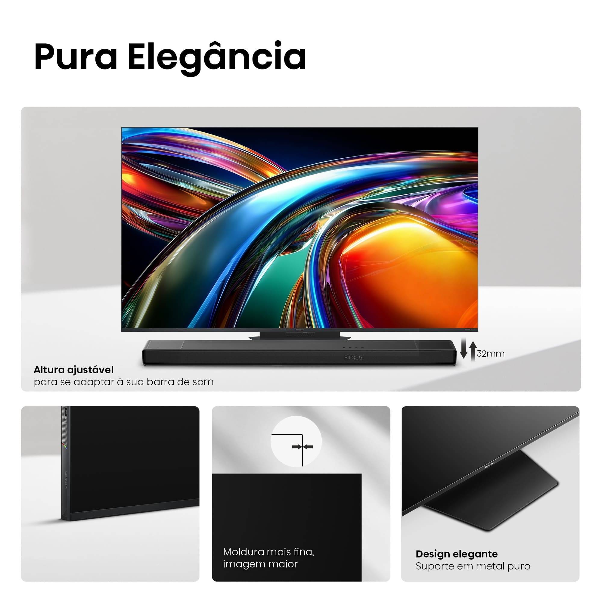 Televisão Hisense UR9S 85" Mini-LED Ultra HD 4K 180Hz AI Smart TV WiFi Bluetooth - Imagem 9