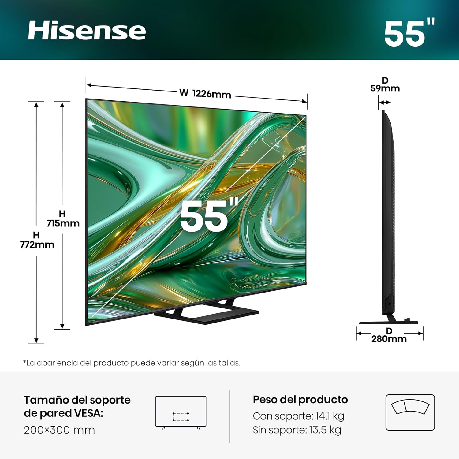 TV Hisense Série E8S 55" MiniLED QLED Ultra HD 4K 144Hz Smart TV WiFi Bluetooth - Imagem 2