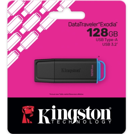 Pen Drive Kingston DataTraveler Exodia 128GB USB 3.2 Gen 1 Preto e Azul - Imagem 4