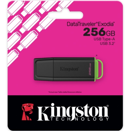 KINGSTON 256GB Portable USB 3.2 Gen 1 DataTraveler Exodia Black/Green - Imagem 4