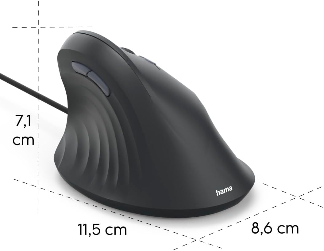 HAMA Ergo USB Mouse ECM-500R black Optical 7 Buttons black - Imagem 5