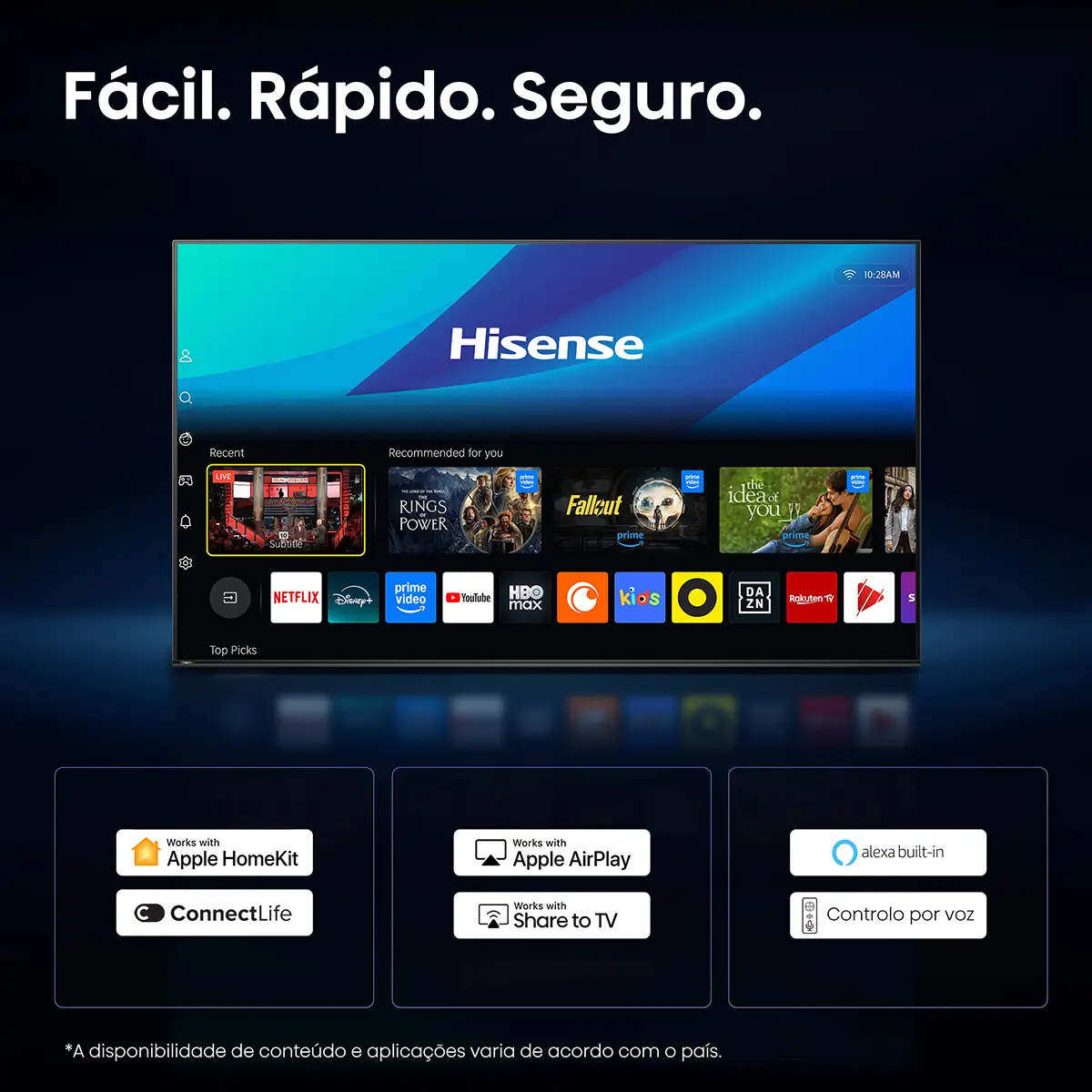 Smart TV Hisense 75" Serie U7S Pro Mini-LED QLED Ultra HD 4K 165Hz WiFi Bluetooth - Imagem 9