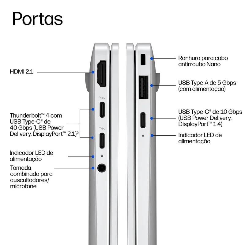 Portátil HP Elitebook X G2i 14 AI 14" WUXGA Intel Core Ultra 5 338H 32GB DDR5 1TB SSD Windows 11 Pro - Imagem 4