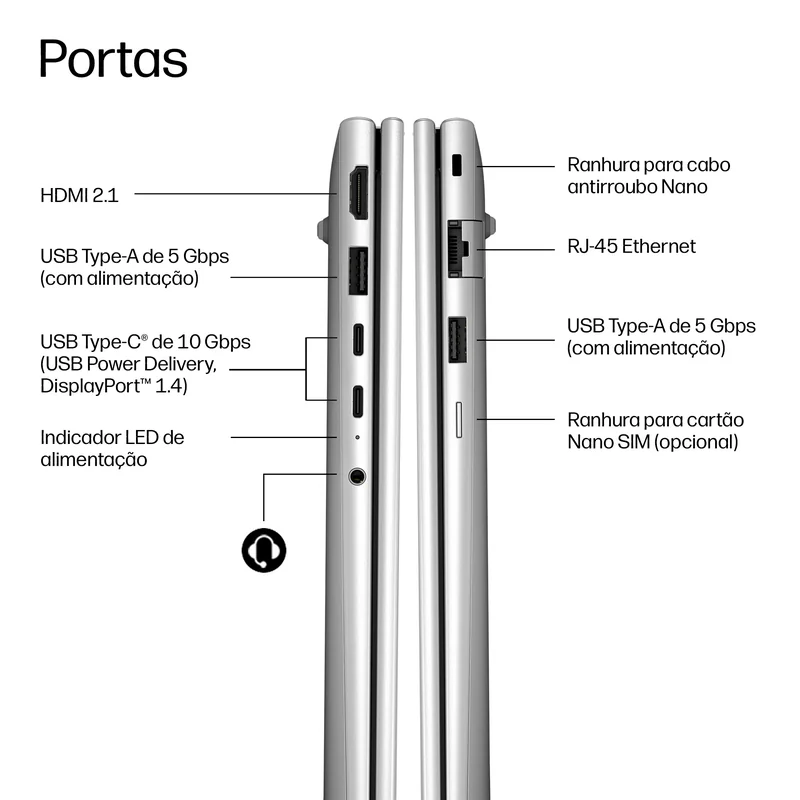 Portátil HP ProBook 4 G2a 14 AI 14" WUXGA AMD Ryzen 5 16GB 512GB SSD Windows 11 Pro - Imagem 4