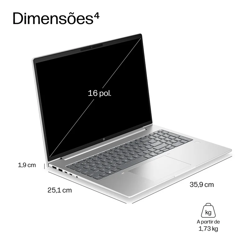 Portátil HP ProBook 4 G2a 16 AI AMD Ryzen 7 16GB DDR5 512GB SSD 16" WUXGA Windows 11 Pro - Imagem 5