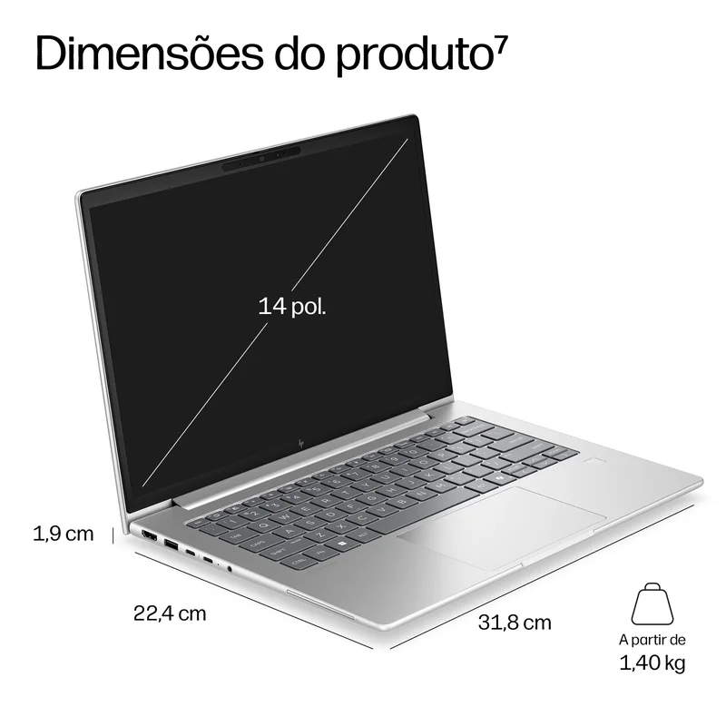 Portátil HP EliteBook 6 G2i 14 AI 14" WUXGA Intel Core Ultra 7 366H 24GB 512GB SSD Windows 11 Pro - Imagem 5