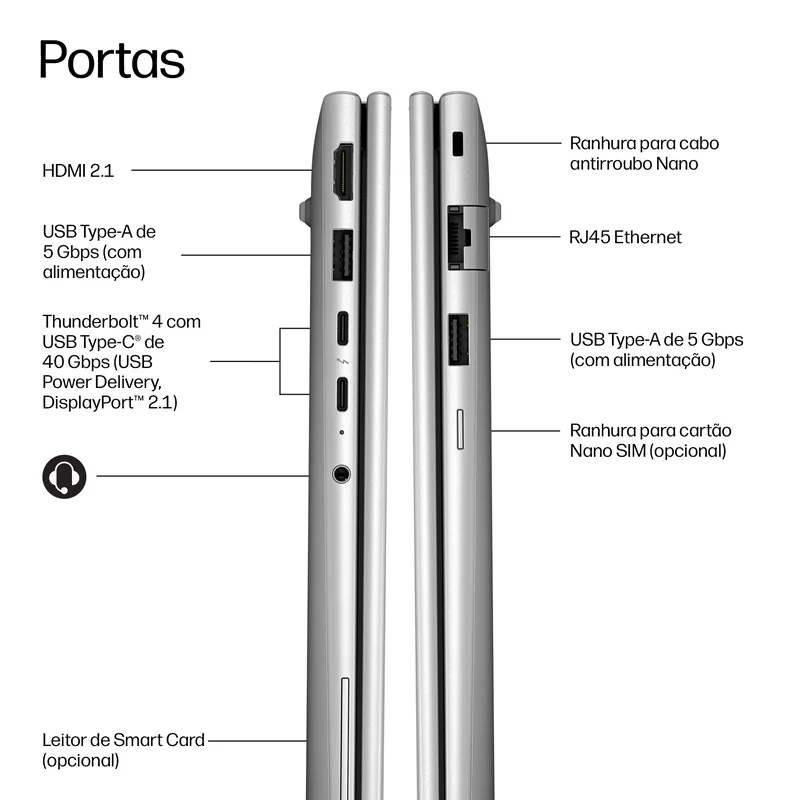 Portátil HP EliteBook 6 G2i 14 AI 14" WUXGA Intel Core Ultra 7 366H 24GB 512GB SSD Windows 11 Pro - Imagem 4