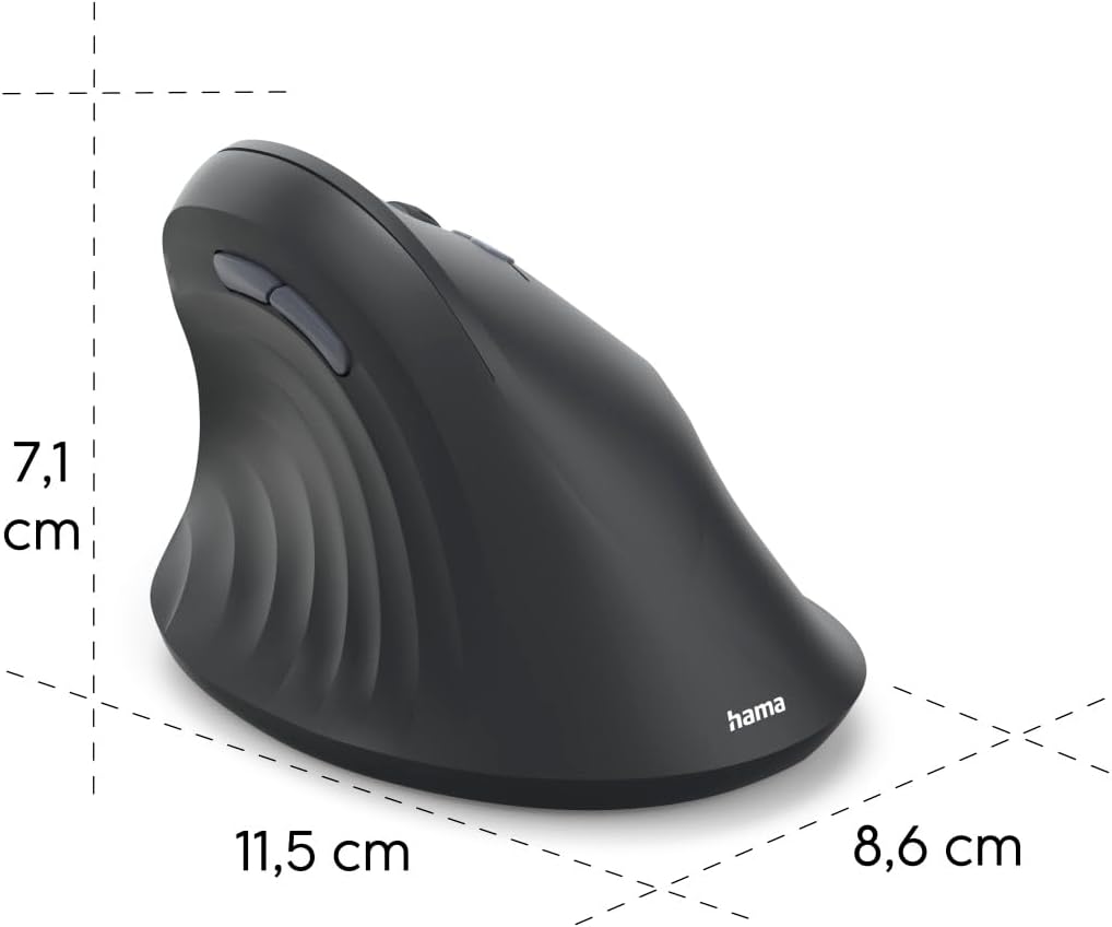 Rato Vertical Ergonómico HAMA EWM-600R Multi-Device Wireless Bateria Preto - Imagem 6