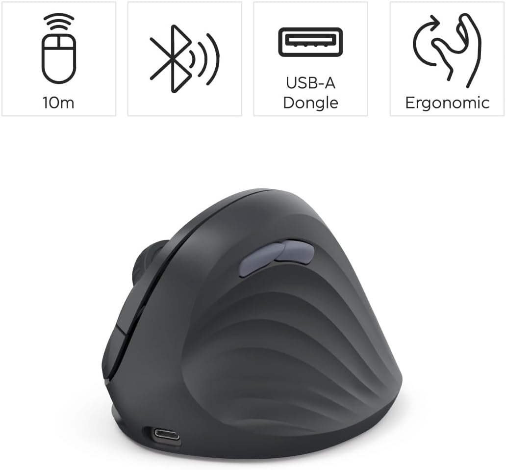 Rato Vertical Ergonómico HAMA EWM-600R Multi-Device Wireless Bateria Preto - Imagem 2