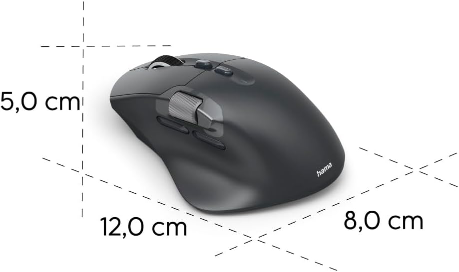 Rato Sem Fio Hama WM-900 Ergonómico Multi-Device Bluetooth/Rádio LED Preto - Imagem 6