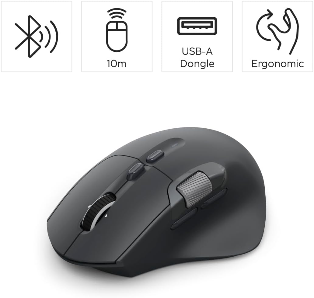 Rato Sem Fio Hama WM-900 Ergonómico Multi-Device Bluetooth/Rádio LED Preto - Imagem 2