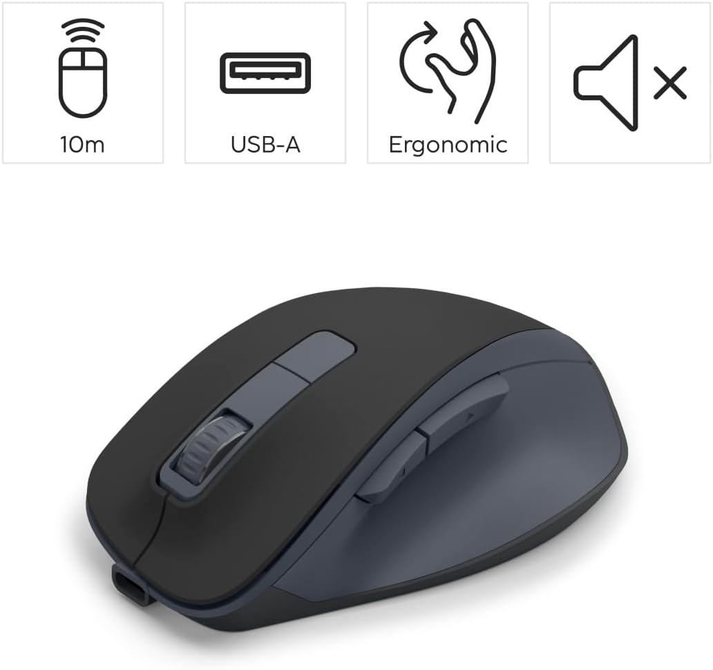 Rato Sem Fios Hama WM-500 Ergonómico 6 Botões Silencioso Preto - Imagem 2