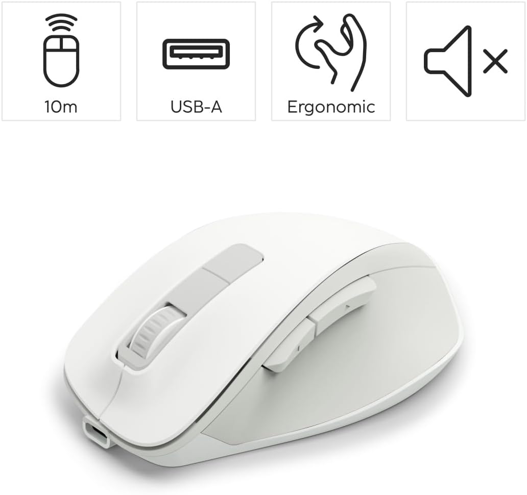 Rato Sem Fio Hama WM-500 Ergonómico Silencioso 6 Botões Branco - Imagem 2
