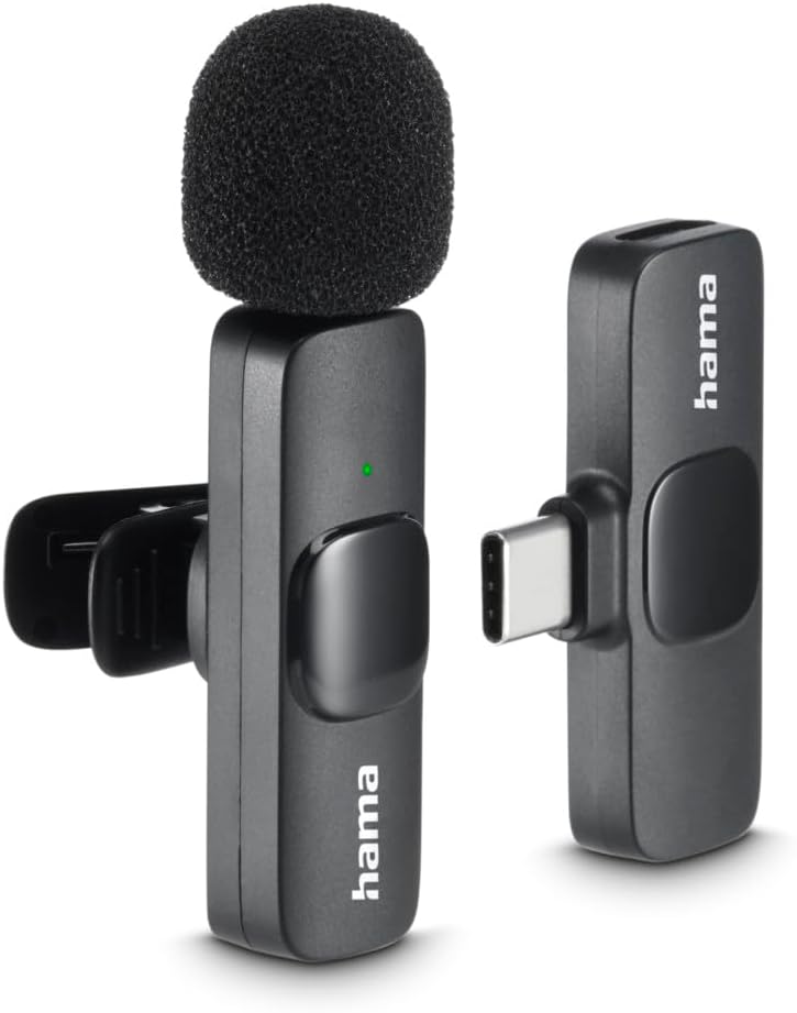 Microfone de Lapela Sem Fios Hama Smart Wireless Clip-on para Telemóveis e Smartphones