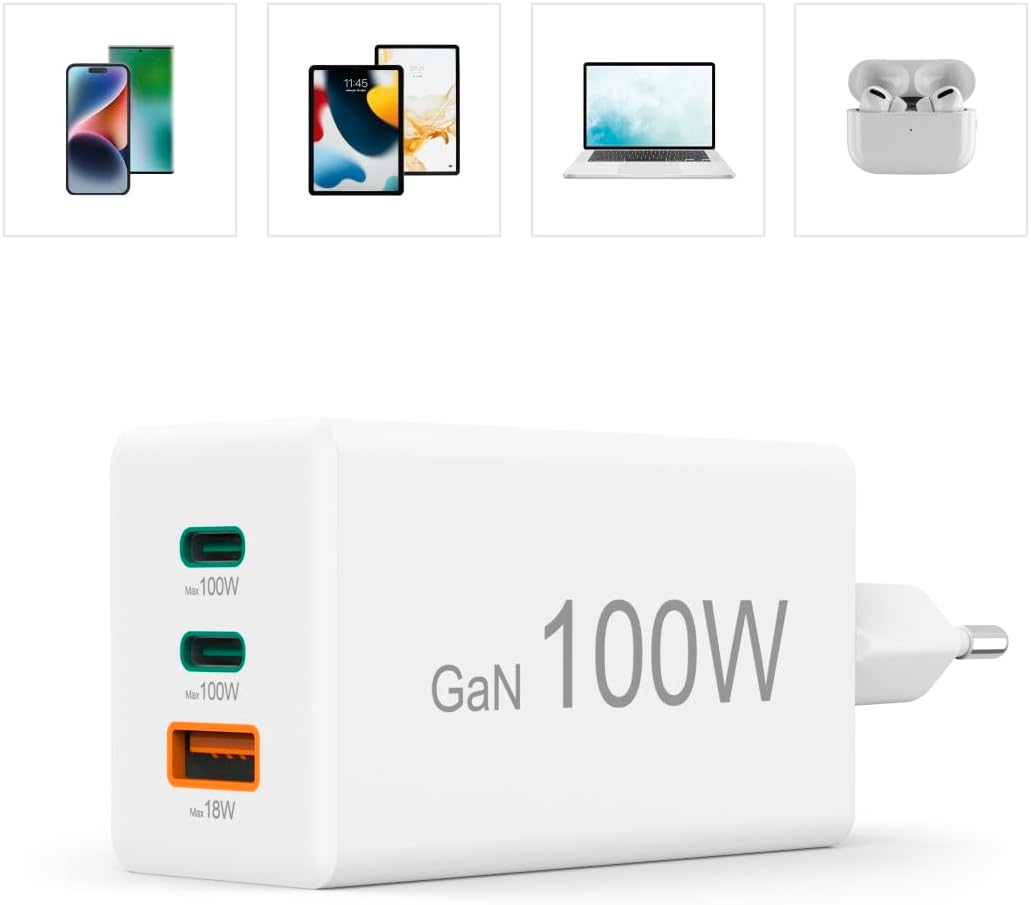 Carregador Hama Fast Charger GaN 100W 2x USB-C 1x USB-A Branco - Imagem 4