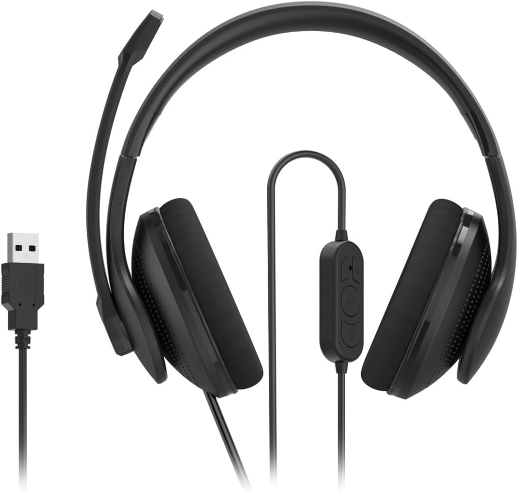 Headset HAMA HS-USB300 V2 Stereo USB para PC e Escritório Preto - Imagem 3