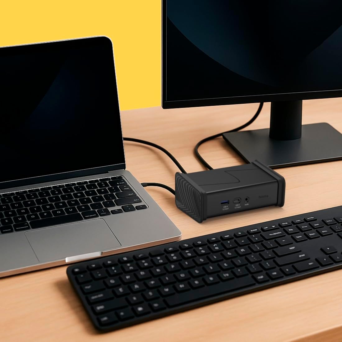 Hub USB-C HAMA 9 Portas 2x HDMI USB-A USB-C LAN Preto - Imagem 6