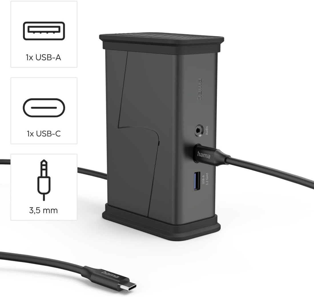 Hub USB-C HAMA 9 Portas 2x HDMI USB-A USB-C LAN Preto - Imagem 3