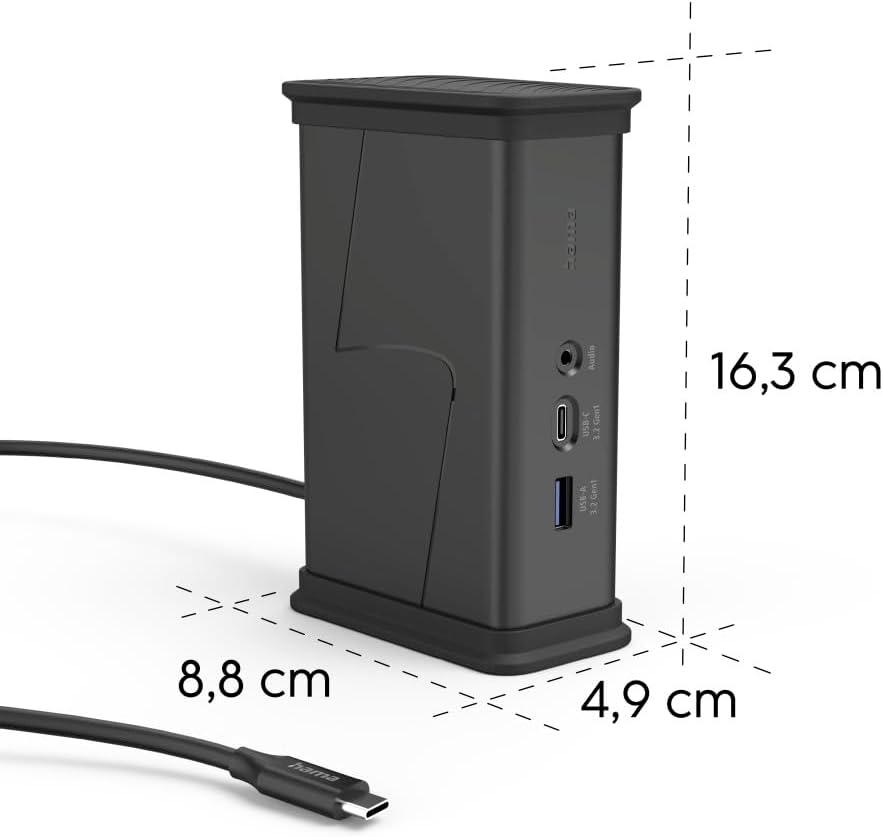 Hub USB-C HAMA 9 Portas 2x HDMI USB-A USB-C LAN Preto - Imagem 4