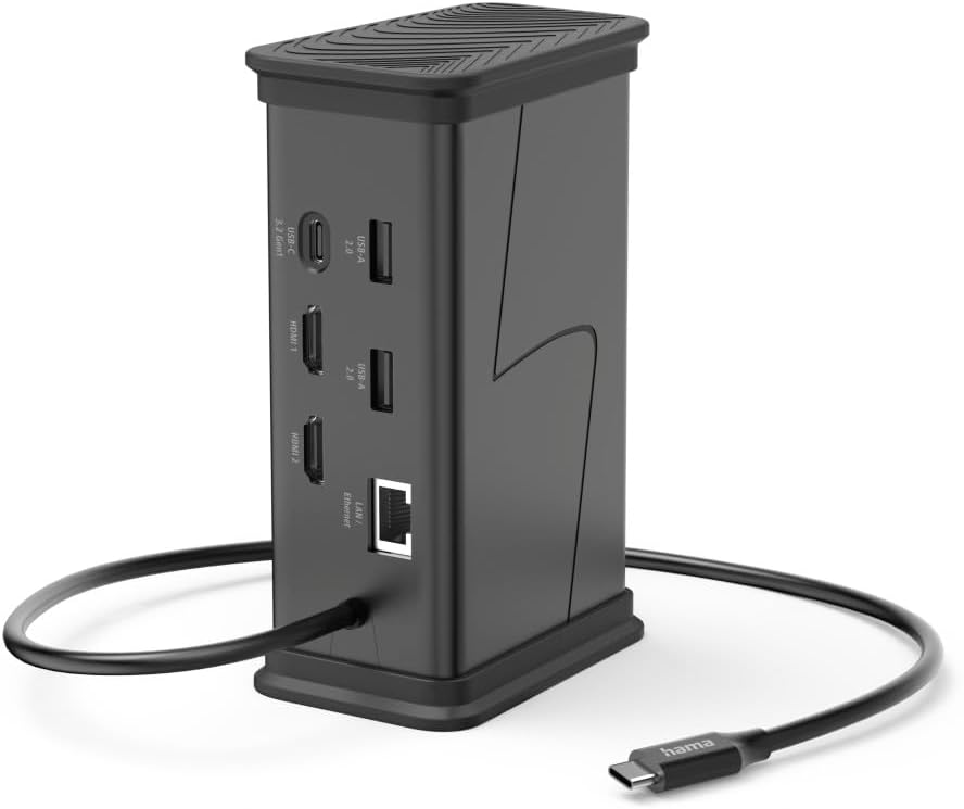 Hub USB-C HAMA 9 Portas 2x HDMI USB-A USB-C LAN Preto