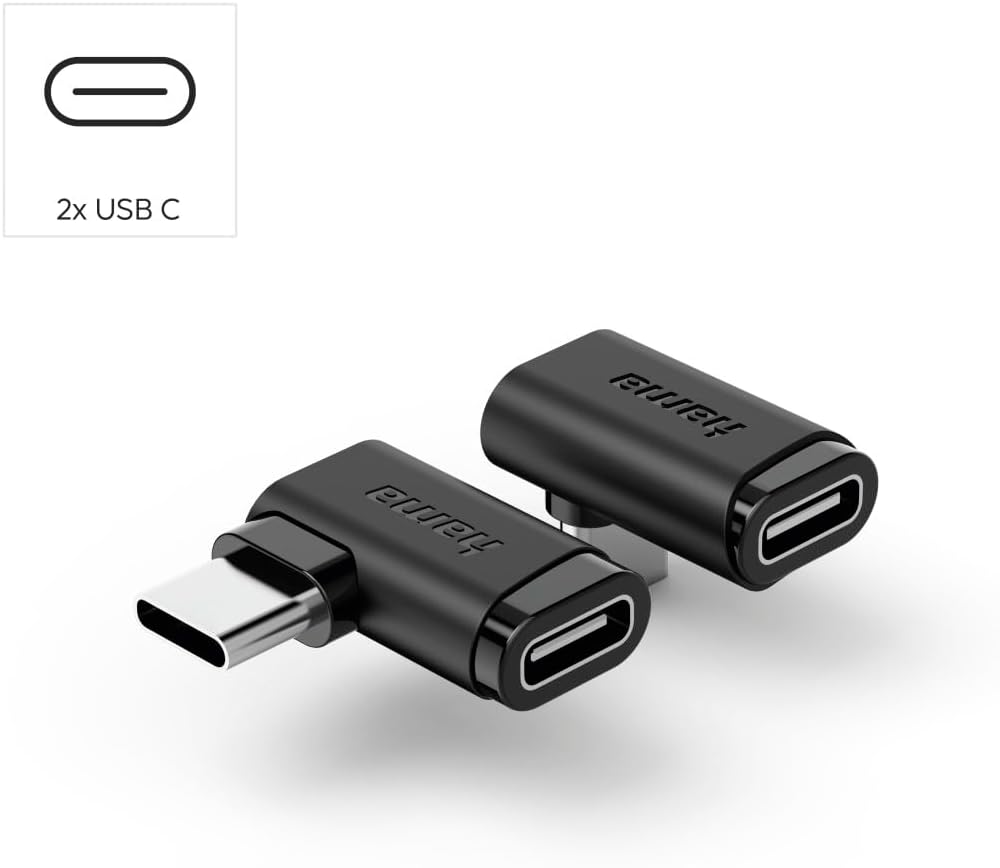 Adaptador USB-C Hama Angular 90° USB 3.2 Gen2 10 Gbit/s 5A 240W Conjunto de 2 Unidades - Imagem 2