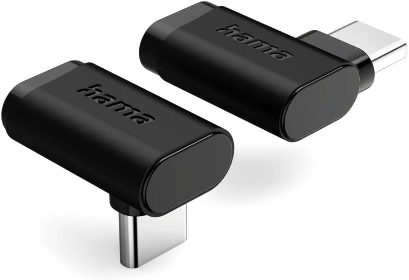 Adaptador USB-C Hama Angular 90° USB 3.2 Gen2 10 Gbit/s 5A 240W Conjunto de 2 Unidades