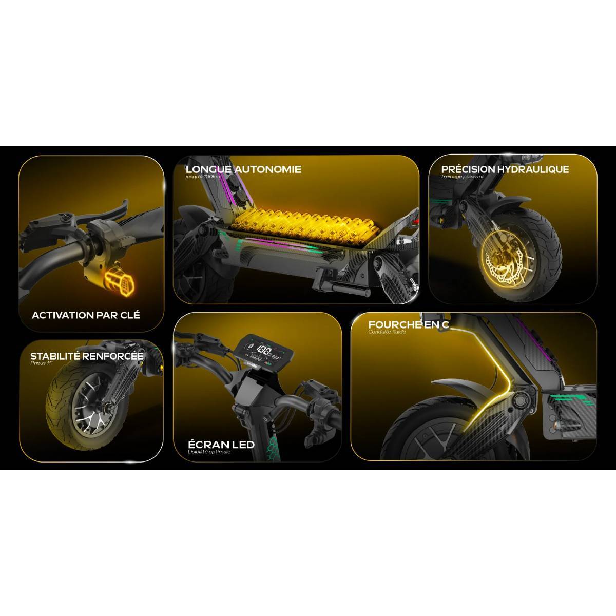 Trotinete Elétrica UrbanGlide Eon X Air 1400W Rodas 11" 52V/20Ah Autonomia 100km Carga 120kg Preto - Imagem 4