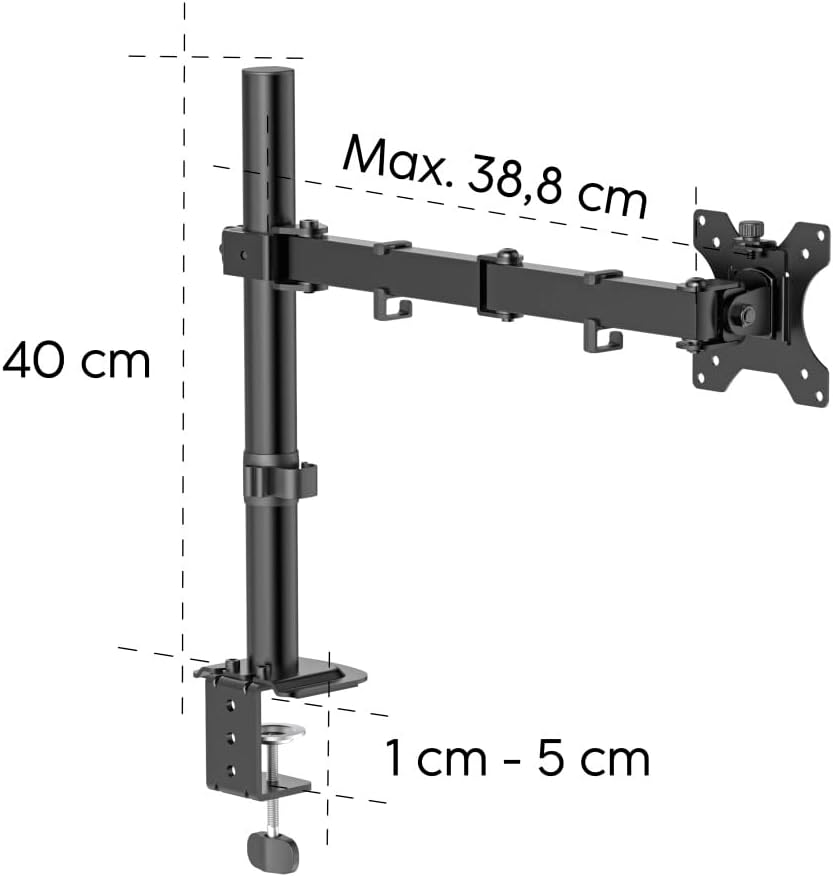 Suporte de Monitor HAMA Ajustável em Altura Inclinável e Giratório 13" a 32" Preto - Imagem 6