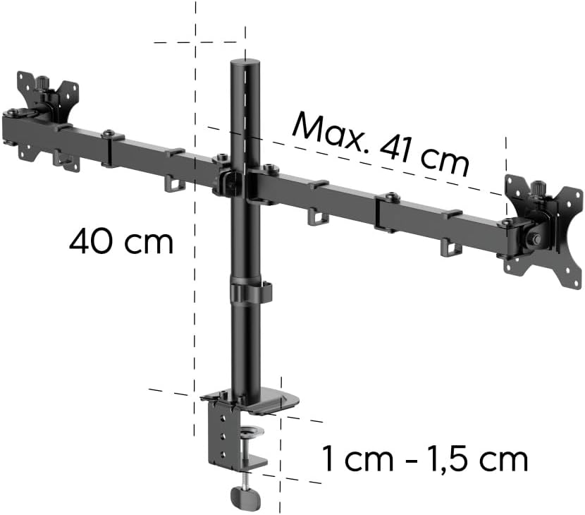 Suporte de Monitor Hama para 2 Monitores 13" a 35" Ajustável em Altura Inclinável e Giratório Preto - Imagem 6