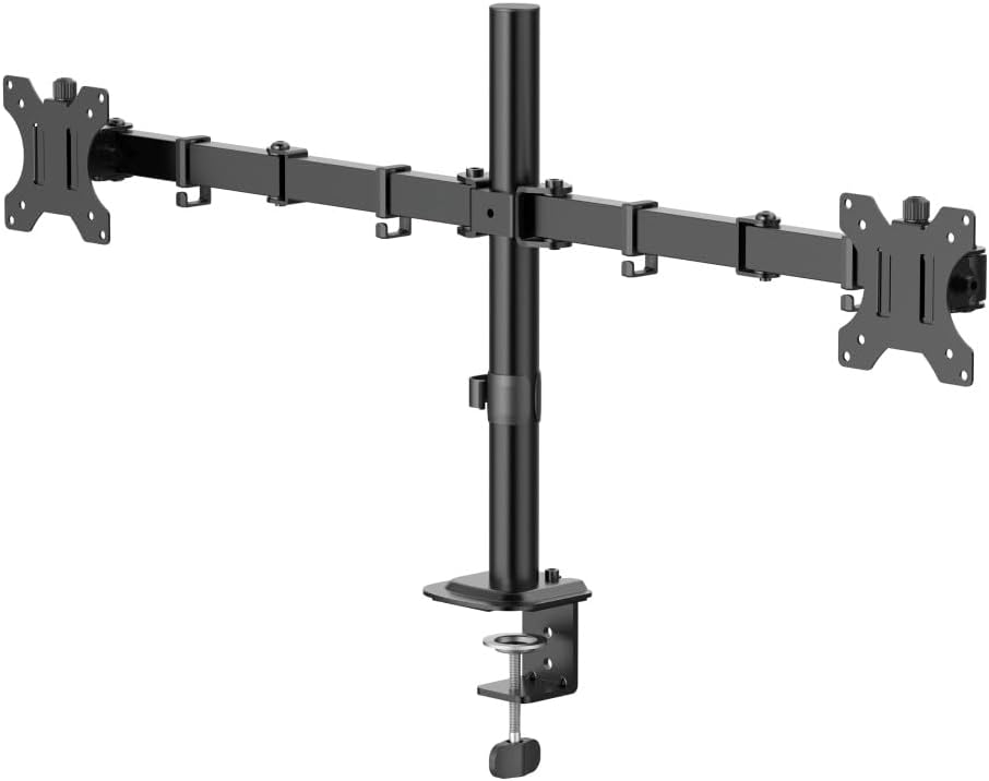Suporte de Monitor Hama para 2 Monitores 13" a 35" Ajustável em Altura Inclinável e Giratório Preto