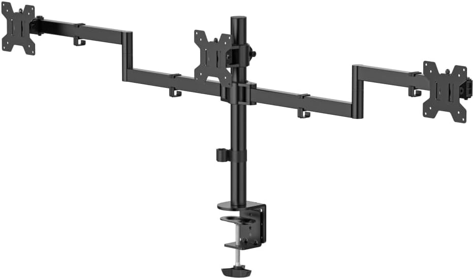 Suporte de Monitor HAMA para 3 Monitores 13" a 27" Ajustável em Altura Inclinável e Giratório