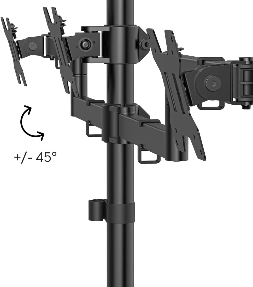 Suporte de Monitor HAMA para 3 Monitores 13" a 27" Ajustável em Altura Inclinável e Giratório - Imagem 5