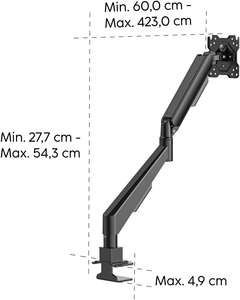 Suporte de Monitor HAMA Articulado com Pistão a Gás 17" a 35" Ajustável Preto - Imagem 6